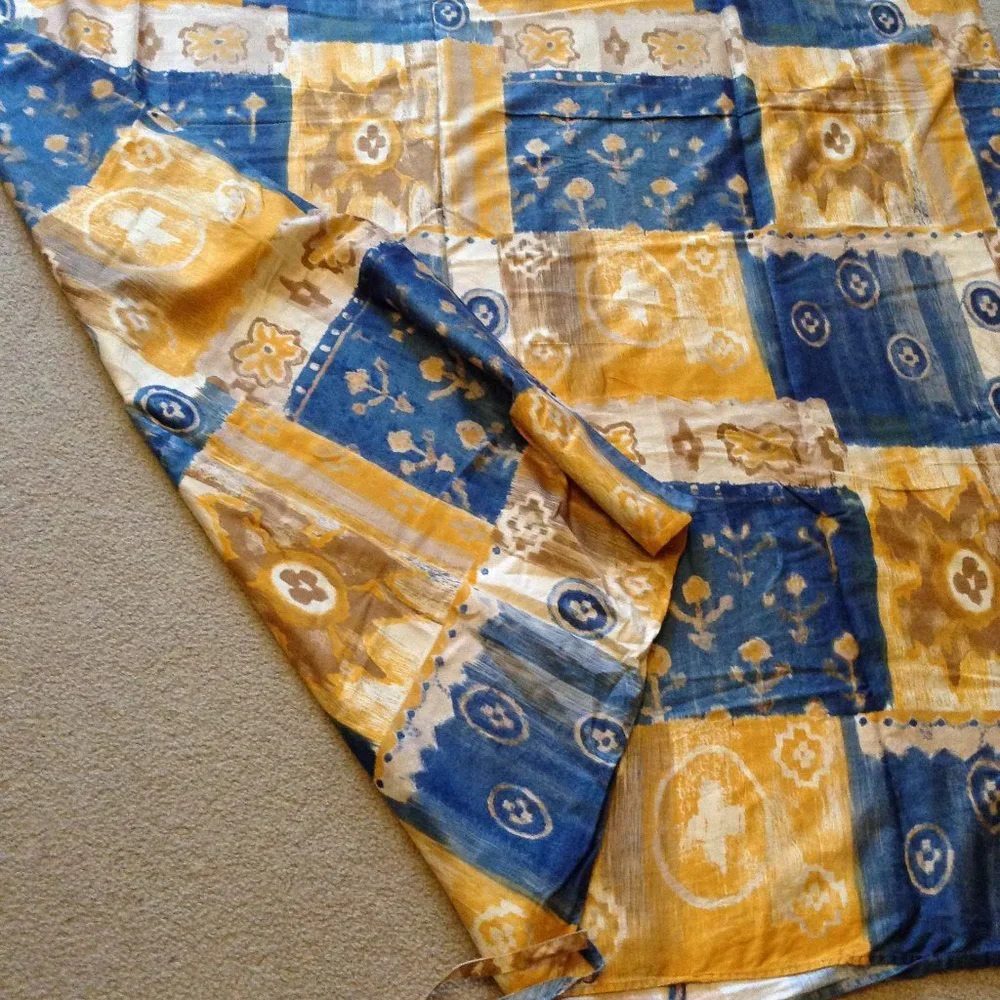 Ikea Twin Size Duvet Cover Brown Blue Bedding 100% Cotton